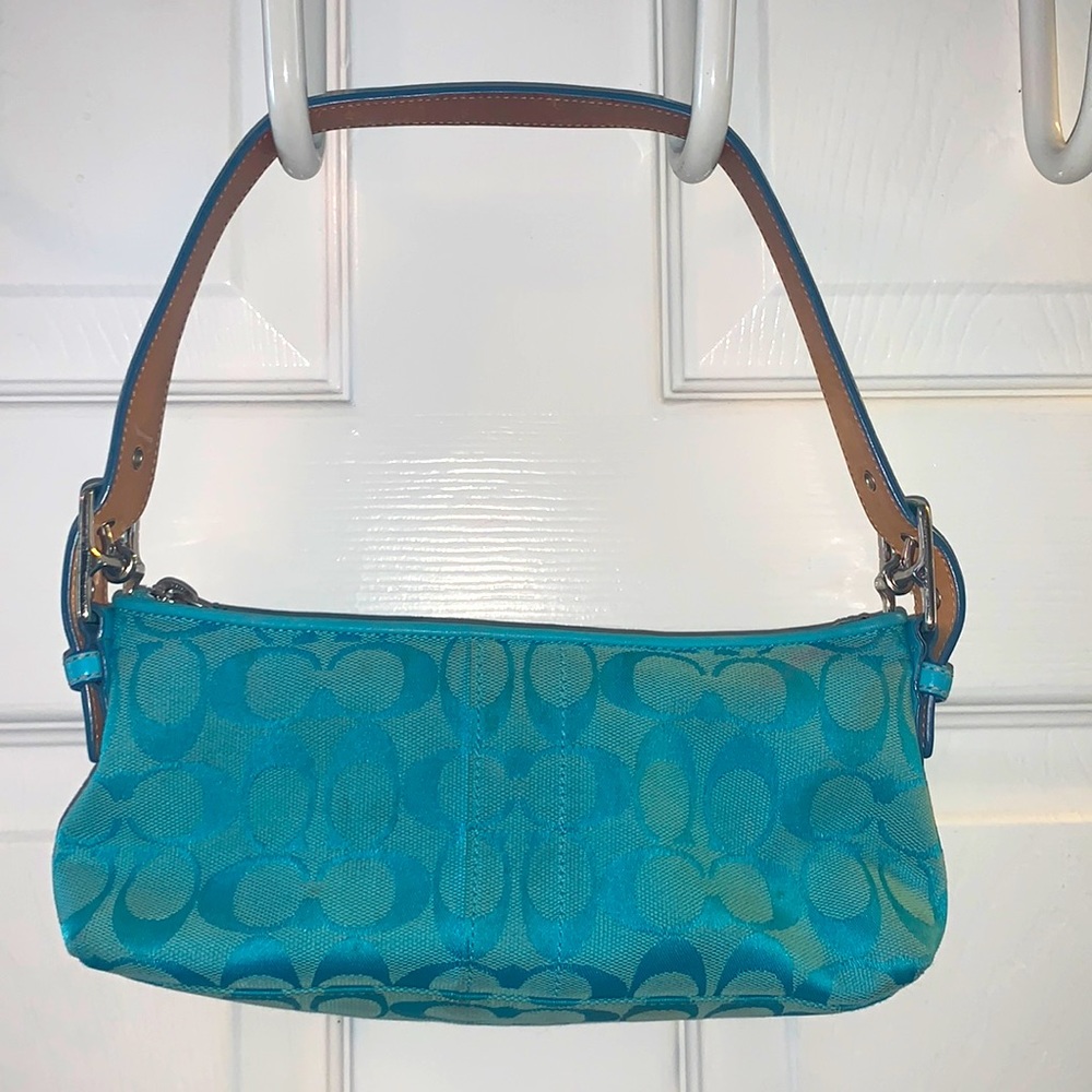 2002 Coach Signature Turquoise Canvas Bag